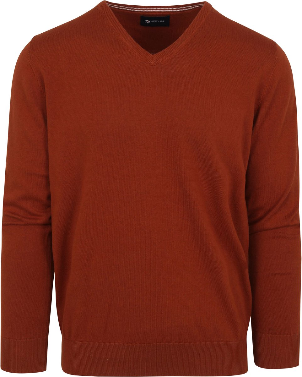 Suitable Pullover Vini V-Hals Oranje - Maat M - Heren