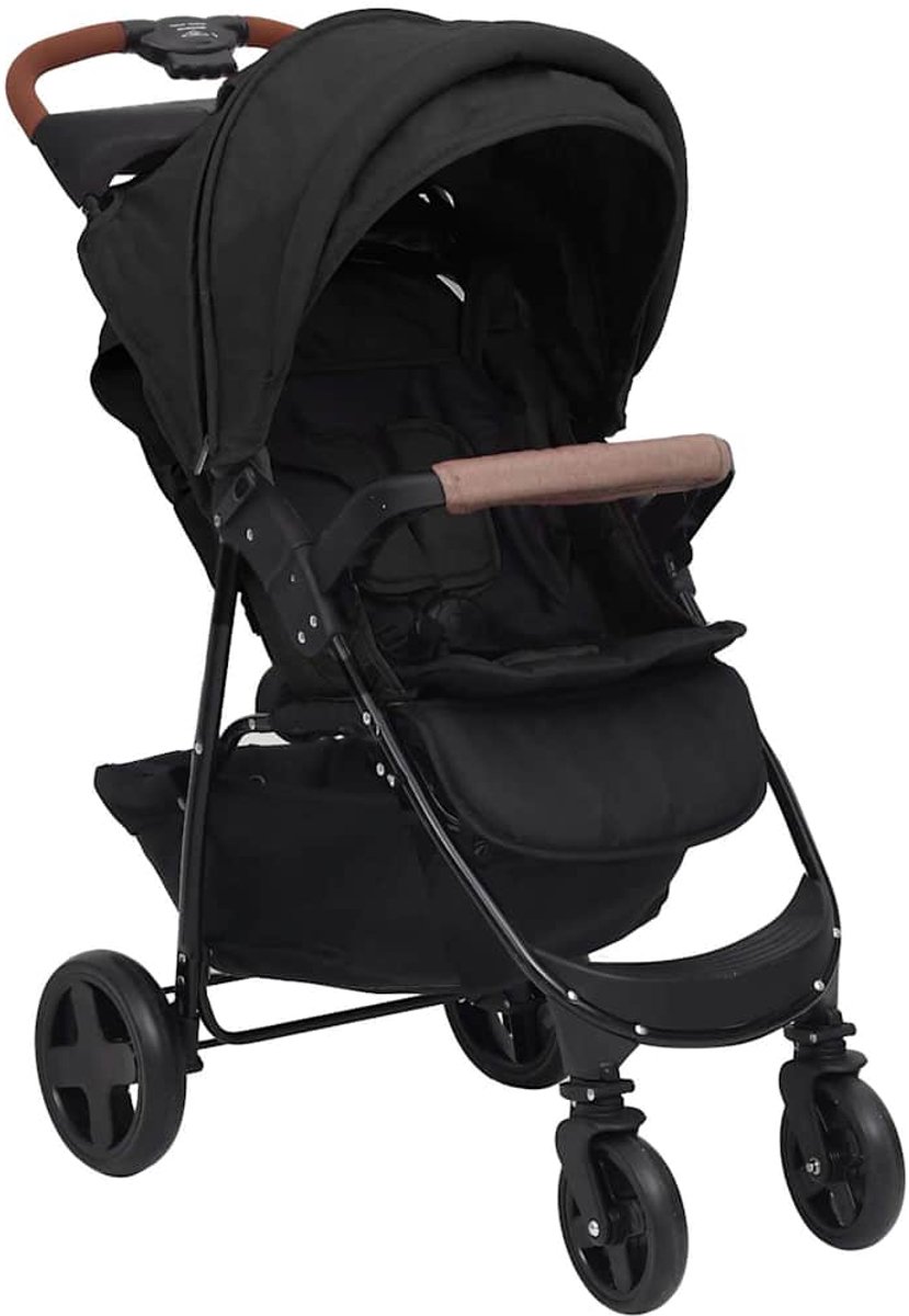 vidaXL Kinderwagen 2-in-1 staal antracietkleurig