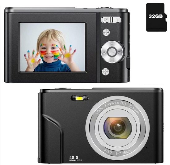 Digitale camera voor kinderen, 48 MP digitale camera, 1080p FHD, 16X digitale zoom, compacte camera mini met 2,8 LCD-monitor, fototoestel met 32 GB kaart, fotocamera met accu, digitale camera, roze Digitale camera voor kinderen, 48 MP digitale camera, 1080p FHD, 16X digitale zoom, compacte camera mini met 2,8 LCD-monitor, fototoestel met 32 GB kaart, fotocamera met accu, digitale camera, roze