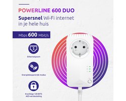 STRONG - Powerline 600 Kit - Duo Powerline Outlets - Powerline Kit - 600 Mbps - Elke Box/Router Compatibel - 1 Ethernetpoort + Gefilterde Outlet - Snelle Installatie - Overal Breedband Internet Toegang - Wit - 4 jaar garantie