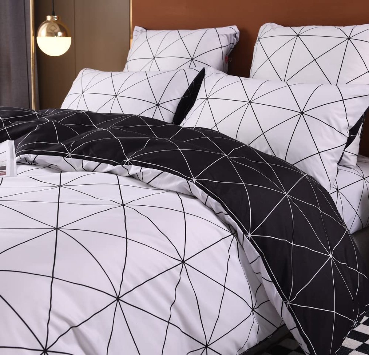 Ibenzoa® Stijlvol en Omkeerbaar Dekbedovertrekset met Geometrisch Patroon voor Comfortabele Nachtrust