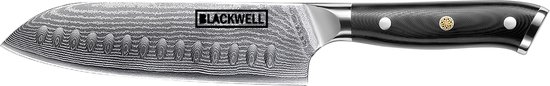 Blackwell Santokumes Japanse Stijl – 19 cm – 67 Lagen Damaststaal met VG10 Kern – Allround Aziatisch Koksmes – Antikleef Kuiltjes – Perfecte Snijcontrole