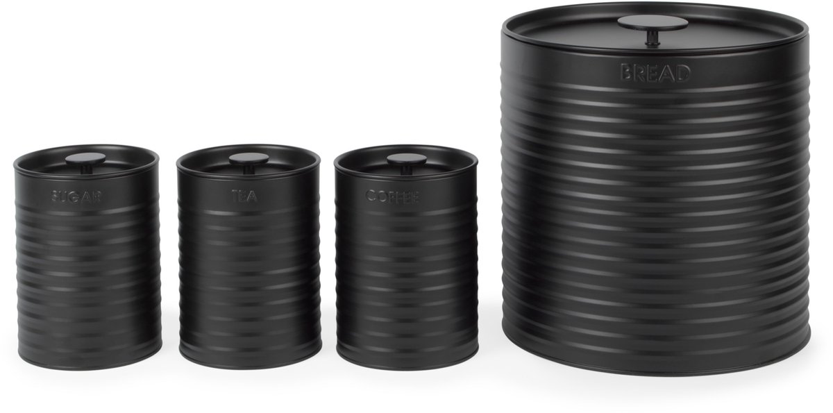 Russell Hobbs Geribbelde Broodtrommel & 3 Blikkenset - Zwart