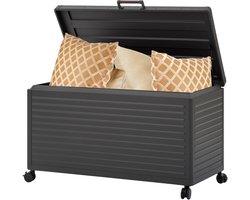 Hesperide HIXA Luxe Opbergbox - Tuinkussenbox - Soft Close - Waterdicht - 141,6x78x72cm - Met Deksel - 670L - Zwart - Kussenbox - Tuin - met Wieltjes - SULO