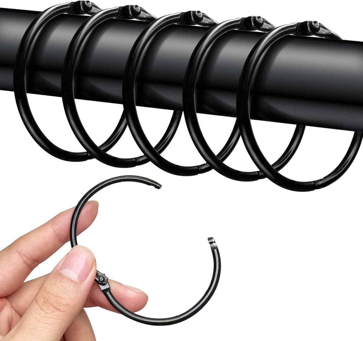 Ibenzoa® Grote Set van 40 Stuks Openbare Gordijnringen met Clips voor Diverse Gebruiken