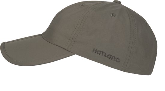 Grijze pet van Hatland met platte klep en geborduurd logo op de zijkant.