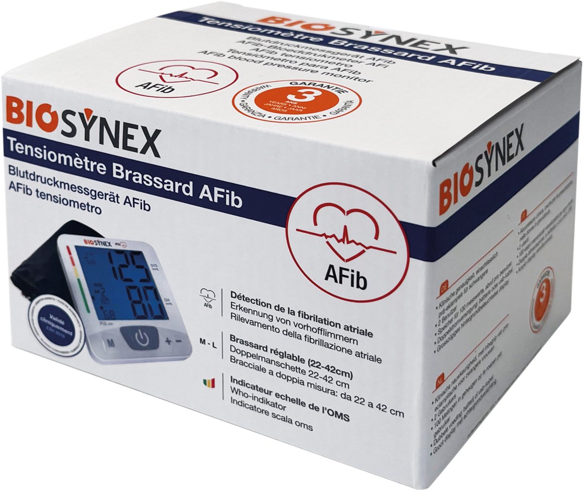 BIOSYNEX Bloeddrukmeter Bovenarm - AFIB - Beroerterisico preventie - Opslag 100 metingen per gebruiker - Hartritmestoornissen detecteren - USB