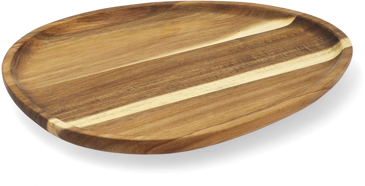 HOLM Serveerplank Rond – Houten Tapasschaal voor Snacks, Kaas & Gebak – Acaciahout – FSC Gecertificeerd – 30 x 24,5 x 1,5 cm – Hout