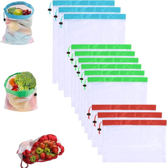 Netzakken 10 kg - 100 stuks - sluitkoord - geel