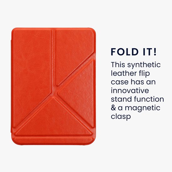 kwmobile e-reader hoesje geschikt voor Kobo Clara BW / Colour hoes - Ereader flip case met standaard - E reader cover van kunstleer - In oranje van Merkloos — afbeelding 3
