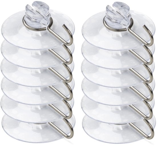 Lumineo Lichtsnoer zuignappen - 12x - haakjes - 3,5 cm - kerstverlichting - bevestiging