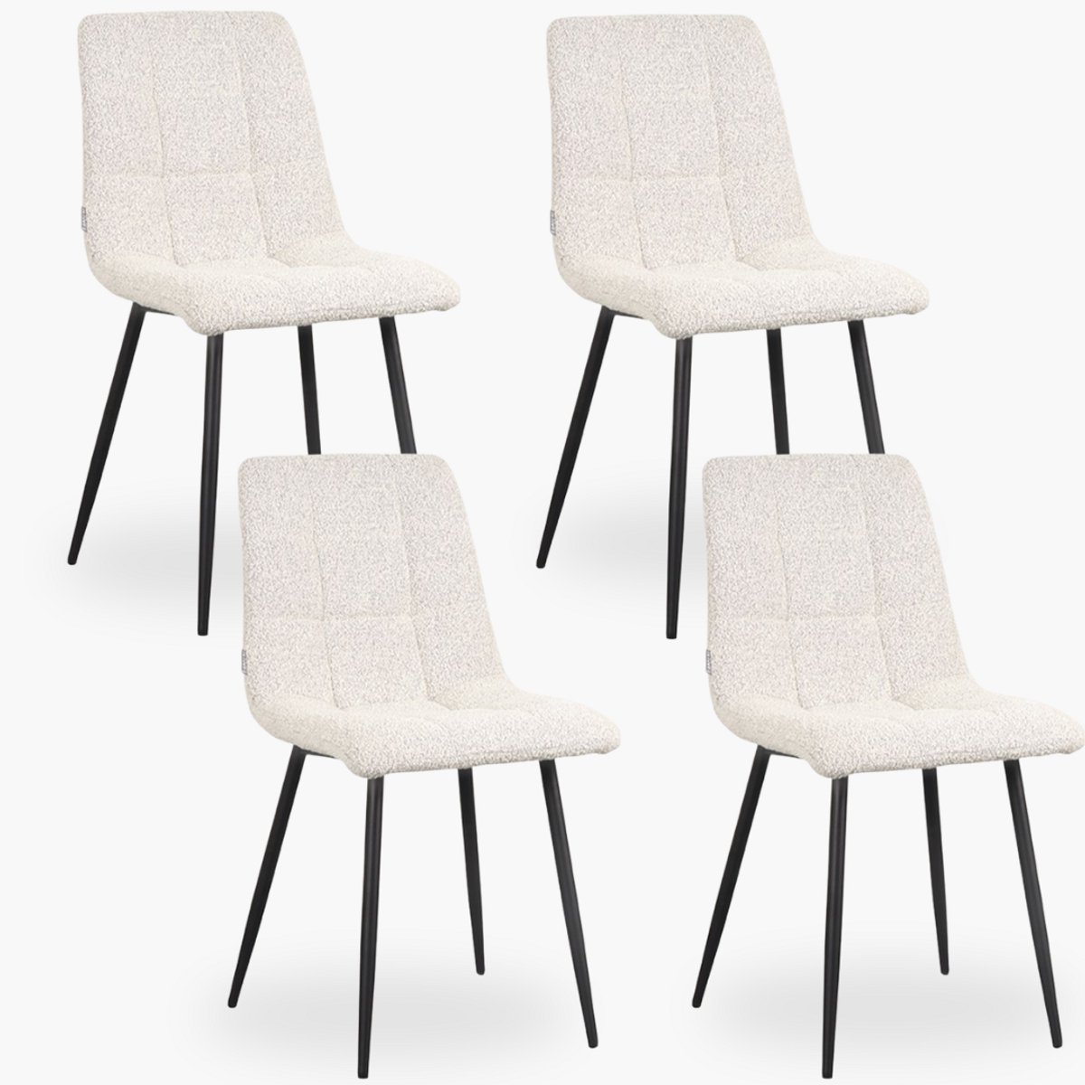 4x Eetkamerstoel Lune - Ivoor Boucle - Set van 4 - Wit