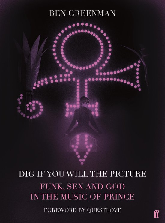 Boekhoes met de titel 'Dig If You Will The Picture'. In het midden staat een paars symbool op een donkere achtergrond.