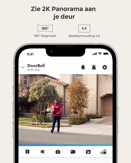 Deurbelcamera met draadloze belcamera, draadloze deurbelcamera, 2-weg audio, slimme bewegingsdetectie, compatibel met Alexa en Google Assista, realtime waarschuwing voor thuis, 2,4 GHz wifi