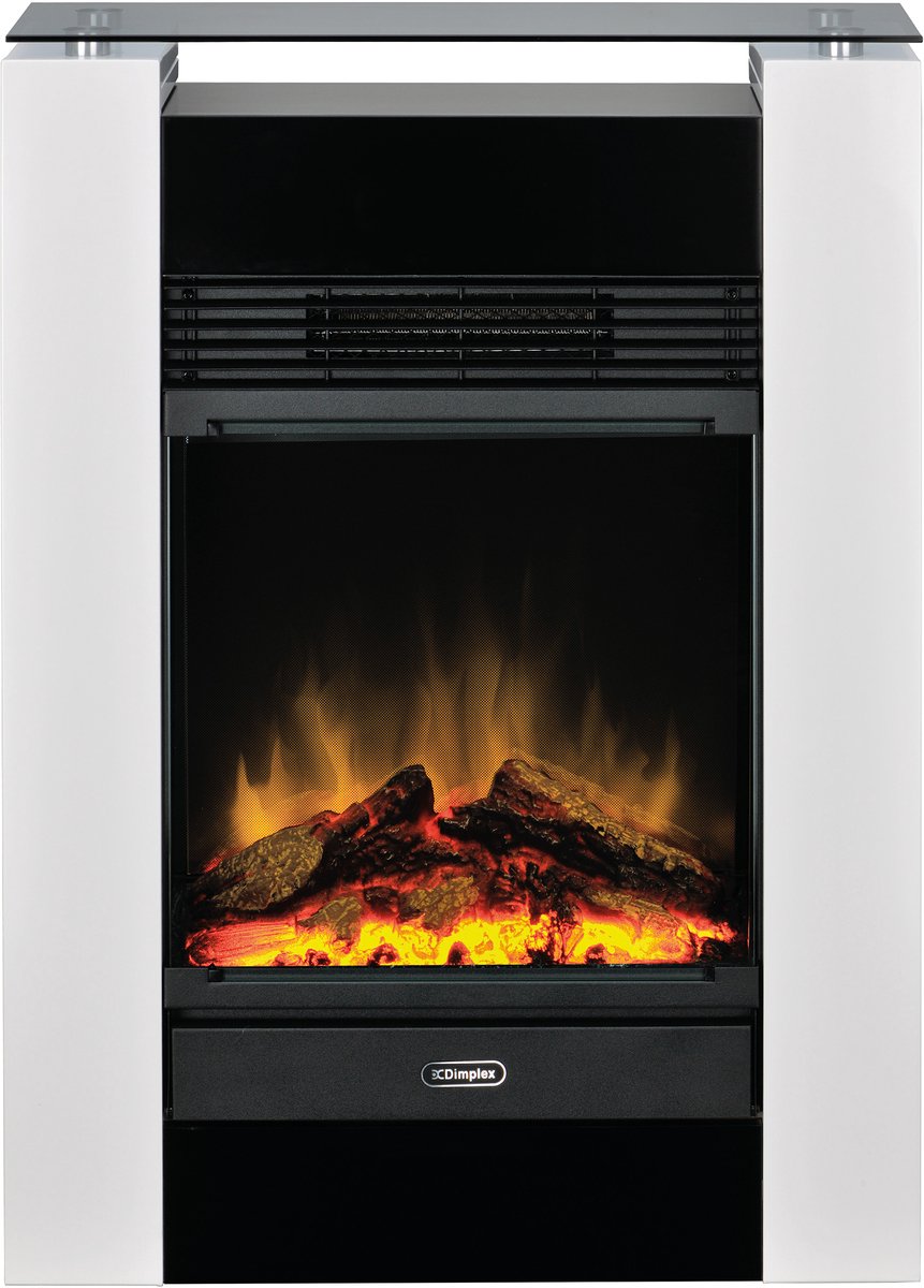 Dimplex Gisella Wit, Vrijstaande elektrische haard met Optiflame, realistische houtset, LED-vlammen, instelbare verwarming, thermostaat & afstandsbediening