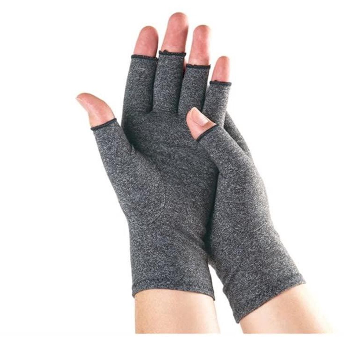 ATBUSS Pijnverlichtingshandschoenen 2 Paar - Halfvinger, Voor Artritis En Gewrichtspijn, Maat M, Hennepgrijs En Kaki