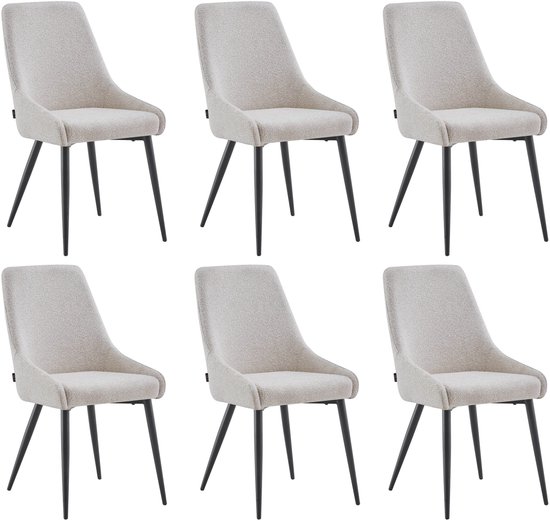 Ensemble de 6 Chaises de salle à manger en tissu beige Oscar