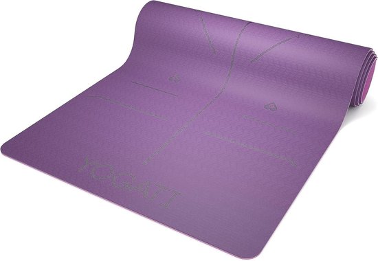 - Milieuvriendelijke yogamat met body alignment lines - TPE non-slip en extra dik - Perfecte Pilates mat voor workout oefeningen in de gym en fitness — afbeelding 4