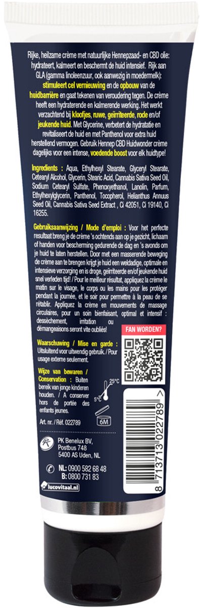 Lucovitaal Creme Huidwonder Hennep CBD - 2 x 100 ml - Voordeelverpakking