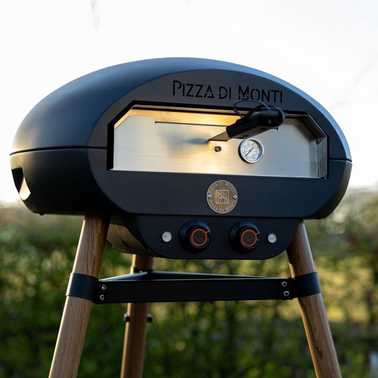 Pizza di Monti Fiorenza Wood - Elektrische Pizzaoven 400°C – Pizzasteen 13” – Pizza tot 30 cm – 2000W – Binnen & Buiten – Incl. Schep, Thermometer & Hoes – Houtlook