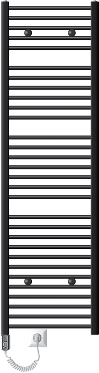 Badkamerradiator elektrisch met verwarmingselement 900W 500x1800 mm antraciet gebogen met zijaansluiting