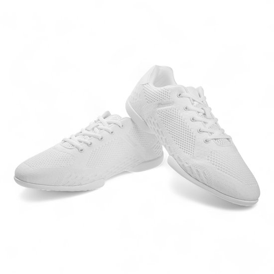 Danssneaker met SpinPoints - Splitzool - Model 213 - 503 - 393 - Lichte & flexibele unisex danssneaker - Ademend mesh - Vochtabsorberend microfiber - Latin sneakers - Soepele bewegingen - Salsa, Bachata - Diamant - Wit - 43