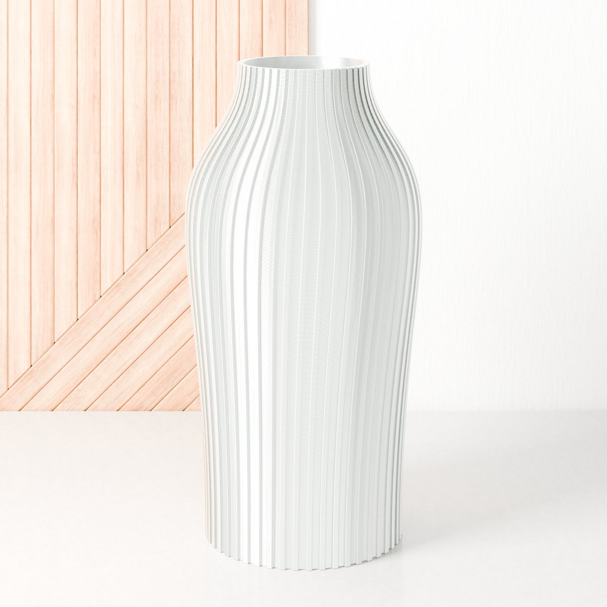Fleuriek - Vaas Glanzend Wit - H40 cm - Vaas voor zijdenboeket of droogbloemen - Cadeau voor haar - Duurzame tafeldecoratie van gerecycled plastic - Strakke moderne vaas