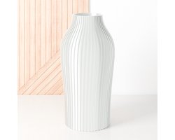 Fleuriek - Vaas Glanzend Wit - H40 cm - Vaas voor zijdenboeket of droogbloemen - Cadeau voor haar - Duurzame tafeldecoratie van gerecycled plastic - Strakke moderne vaas