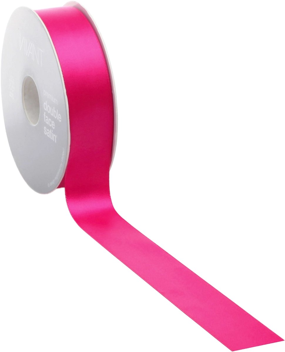 Fuchsia Satijnlint – 25 mm × 25 m – polyester
