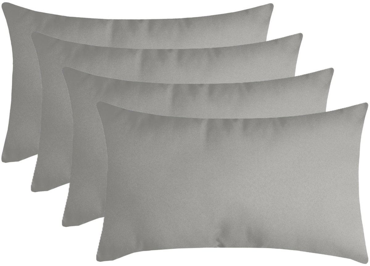 Stof Textile sierkussen Nelson - 4x - lichtgrijs - 30 x 50 cm - bank kussens - zitkussens - binnen/buiten - polyester