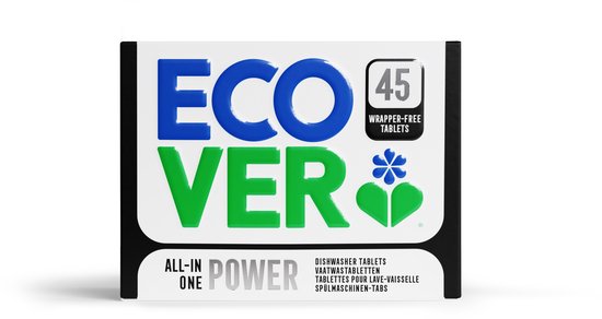 Ecover Power - Vaatwastabletten - 45 stuks - extra krachtig - zonder plastic omhulsel