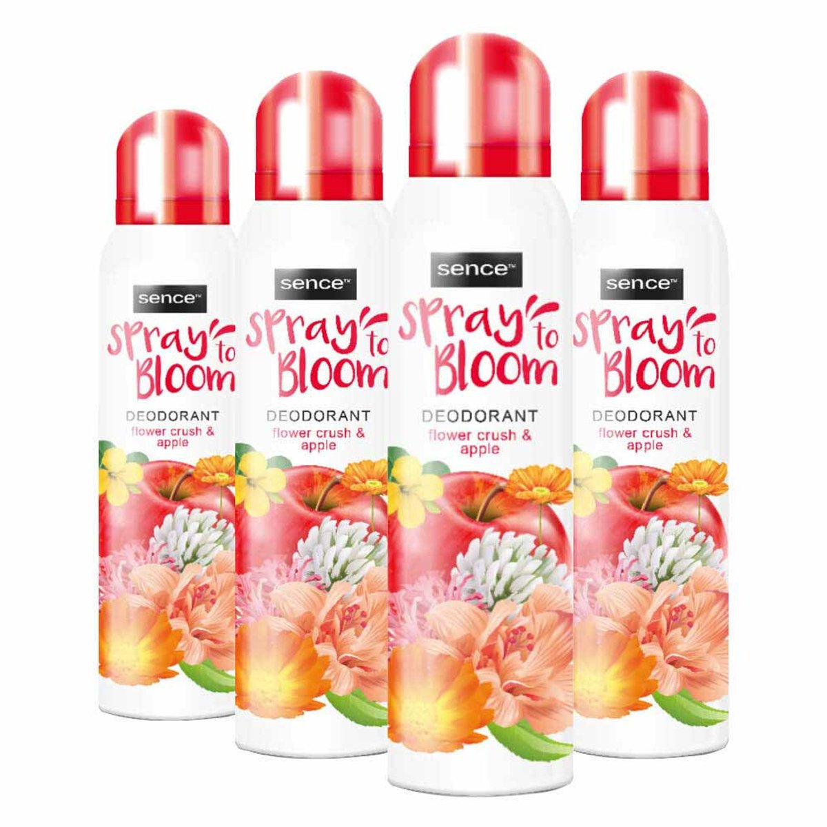 Goedkoopste 4x Sence Deodorant Flower Crush & Apple 150 ml