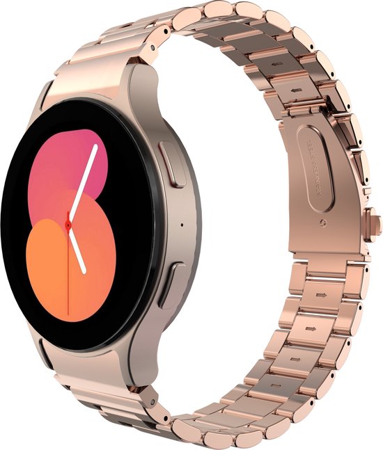 Cazy Horlogebandje geschikt voor Samsung Galaxy Watch Bandje (PrimeSteel) - Smartwatchbandjes (+Horloge inkortset) - Universeel bandje voor Samsung Galaxy Watch 7 / Watch 6 / Watch 5 / Watch 4 / Watch FE - Rose Goud
