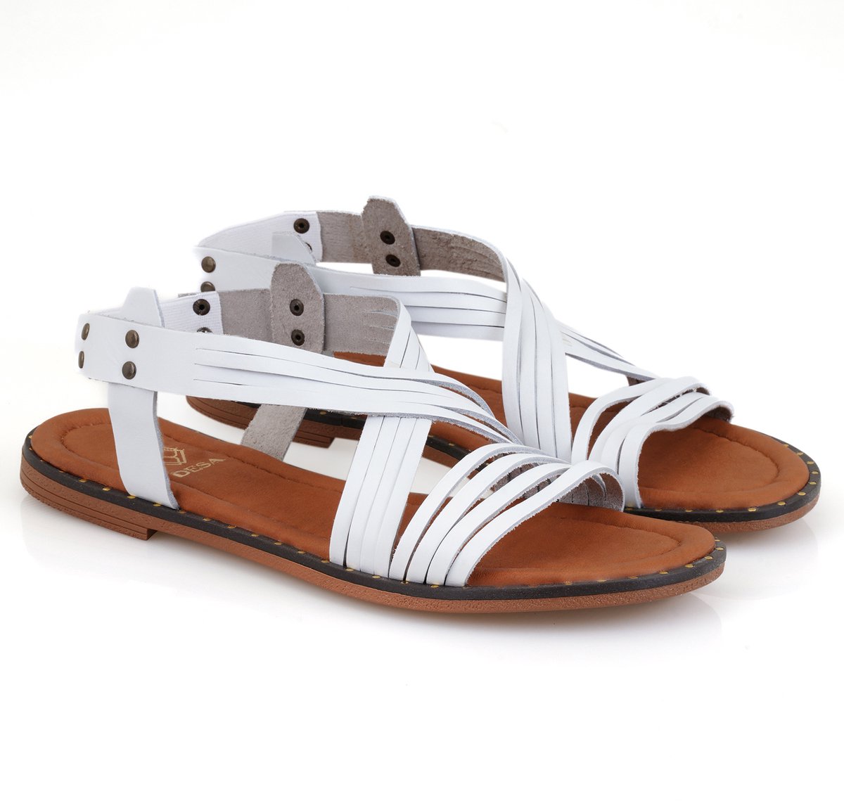 Desa Sandalen Leer Wit Vrouwen Schoenpunt: Nez ouvert Maat: 36 EU