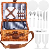 Springos Panier pique-nique - Services de table - Thermique - Osier - Marron - 42 x 27 x 20 cm