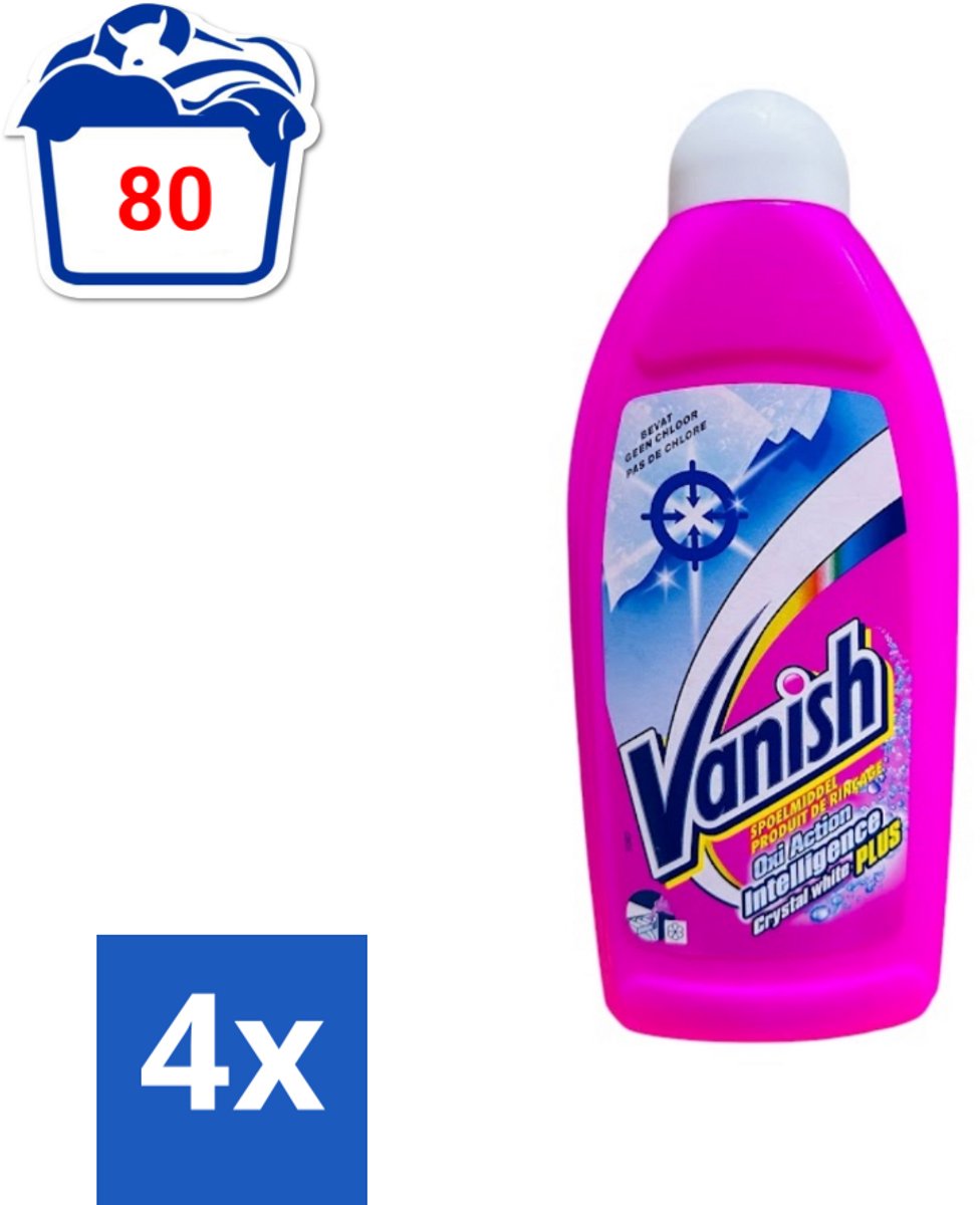 Vanish Gordijnen - Kristalwit - Wasmiddel - Zonder Chloor - Witte Was - 500 ml - Voordeelverpakking - 4 stuks