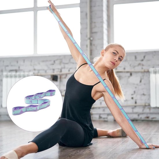 Yoga Stretch Bands with 8 Loops - Pack of 2, Flexible and Highly Elastic Straps for Physiotherapy, Dance, Pilates, and Gymnastics Exercises van Merkloos — afbeelding 3