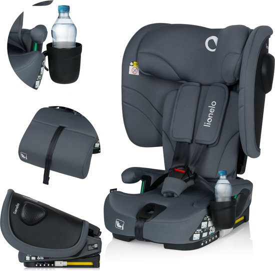 Lionelo Nelly i-Size Autostoel – Opvouwbare – 76-150 cm – ISOFIX & Top Tether – 4-standen Rugleuning – SIPS Zijbescherming – Draagbaar & Compact – 15-standen Hoofdsteun – Verkleininzet & Beenkussen – Drankenhouder – ECE R129/03 – Groep 0+