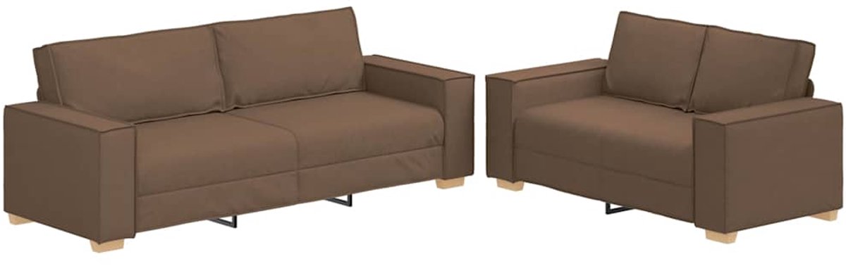 vidaXL - 2-delige - Loungeset - met - kussens - stof - bruin
