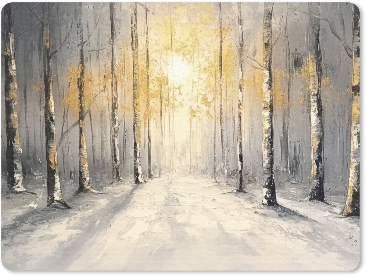 Muismat 23x19 cm - Mousepad Winter - Abstract - Sneeuw - Natuur - Zon - Muismatten