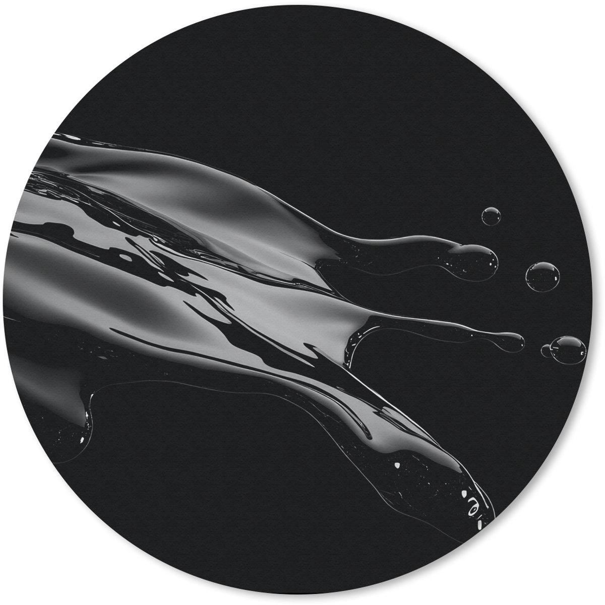 Muismat rond 50x50 cm - Mousepad Zwart - Splash - Water - Ronde muismatten