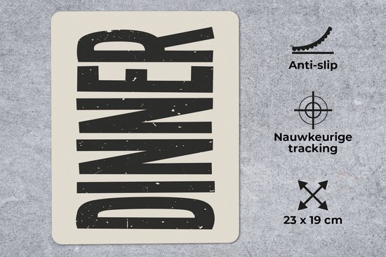 Muismat 19x23 cm - Mousepad Eten - Vintage - Retro - Japandi - Muismatten