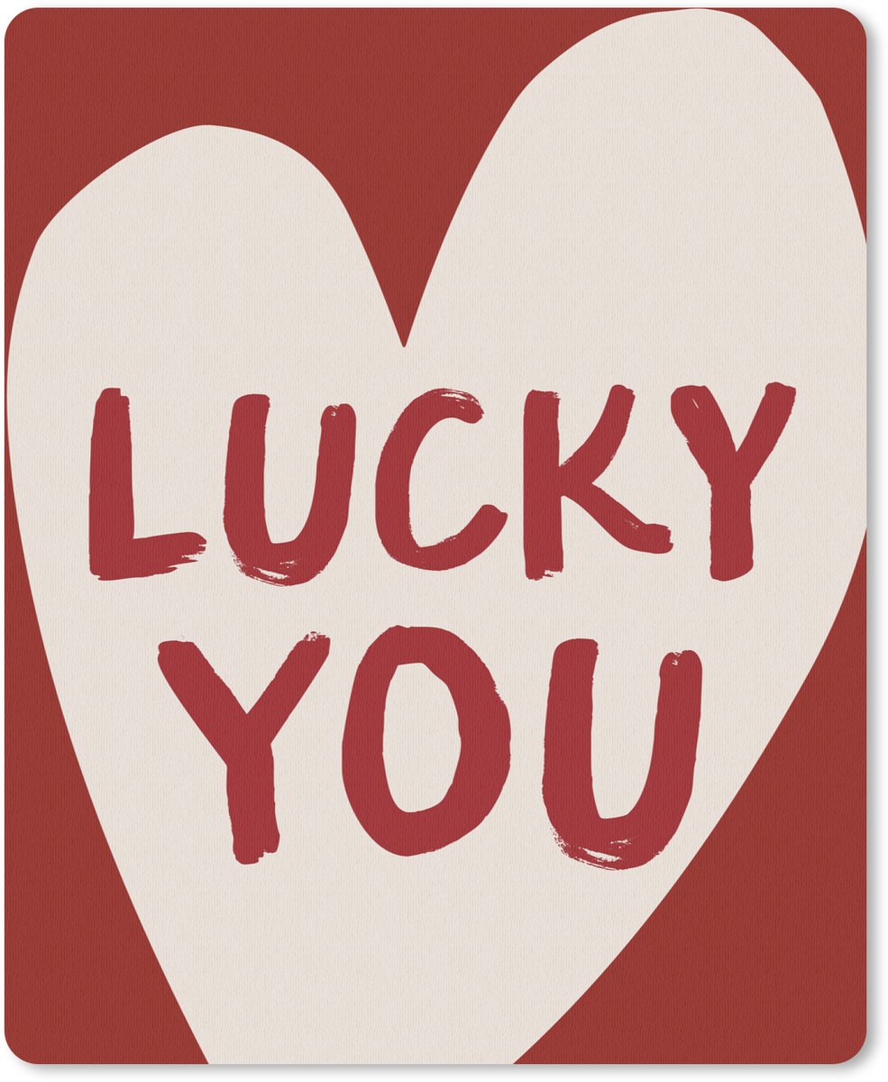 Muismat 19x23 cm - Mousepad Lucky - Hart - Rood - Muismatten