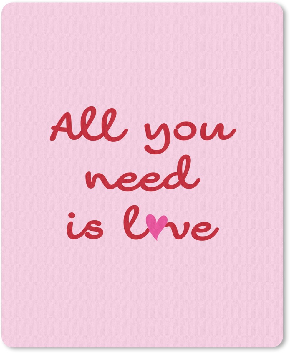 Muismat 19x23 cm - Mousepad Tekst - Roze - Love - Hart - Muismatten