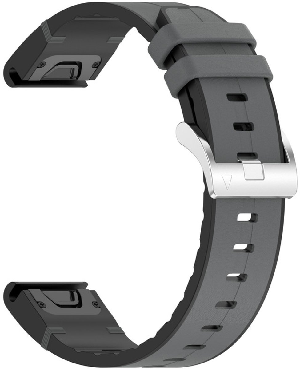 Hybride siliconen-leren bandje - geschikt voor Garmin Fenix 5S / 5S Plus / 6S / 6S Pro / 7S / 7S Pro / 8 (43 mm) / Approach S12 / S42 / S70 42 mm / Epix Pro (Gen 2) 42 mm / D2 Delta S / Descent Mk2S / Mk3(i) 42 mm - grijs
