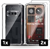 Glas Casemania compatible avec le Nothing Phone 3a - Transparente et 2 films de protection d'écran en Verres - Coque arrière antichoc