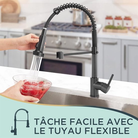 Grohe Essence New keukenkraan 35cm met uittrekbare handdouche phantom black - zwart mat kopen