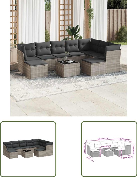 vidaXL-10-delige-Loungeset-met-kussens-poly-rattan-grijs