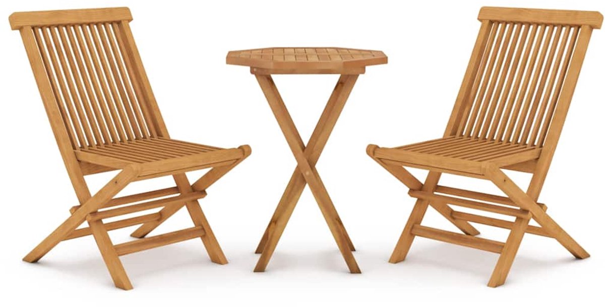 The Living Store 3-delige Tuinset massief teakhout - Tuinstoel - Teak Meubel - Buitentafel - Lounge Set - Eetkamerset