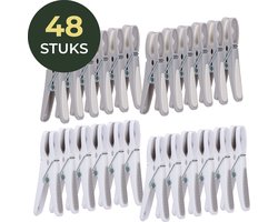 Gandria Wasknijpers 48 Stuks - Kunststof Wasknijpers - Set van 48 Plastic Knijpers - Wasrek Knijpers 10 Kg - Grijs/Wit en Wit/Grijs
